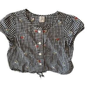 GAP Kids Black and White Gingham Blouse